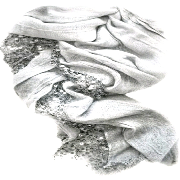 Vera Wang Sheer Sequin Netting Scarf (a11) - Picture 3 of 7